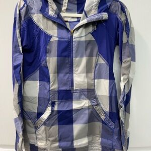 Indigo and Gray Plaid Pullover Running Jacket